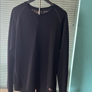 Mossy Oak Black Long-Sleeve Henley Shirt
